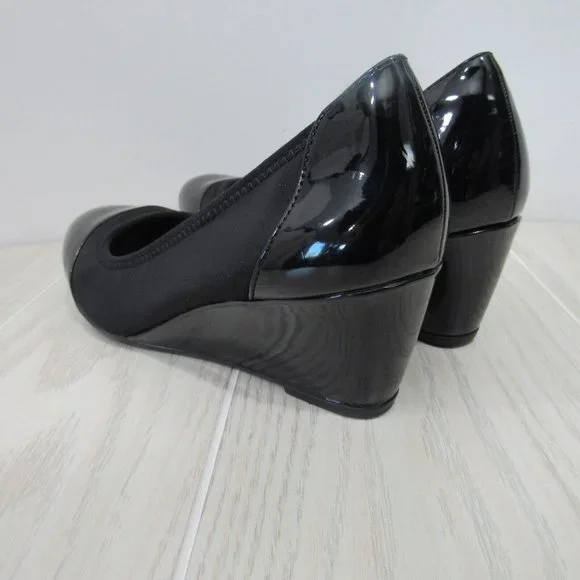 LifeStride Women's Juliana Stretch Wedge Pump -Size 9.5Cap Toe-Shine Black Upper - Picture 4 of 13